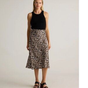 Quince Leopard Print Washable Silk Skirt - Size Large